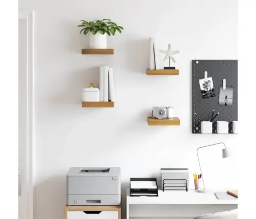 Sienas Plaukts 4 Pcs Brūna 23 X 23,5 X 4 Cm Inženierijas Koks Vidaxl