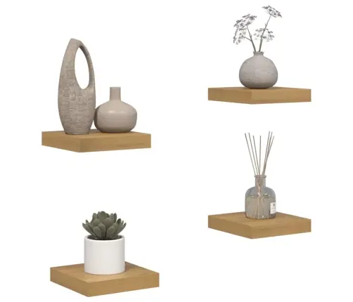 Sienas Plaukts 4 Pcs Brūna 23 X 23,5 X 4 Cm Inženierijas Koks Vidaxl