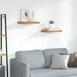 Sienas Plaukts 2 Pcs Brūna 40 X 23,5 X 4 Cm Inženierijas Koks Vidaxl