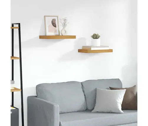 Sienas Plaukts 2 Pcs Brūna 40 X 23,5 X 4 Cm Inženierijas Koks Vidaxl