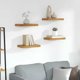 Sienas Plaukts 4 Pcs Brūna 40 X 23,5 X 4 Cm Inženierijas Koks Vidaxl