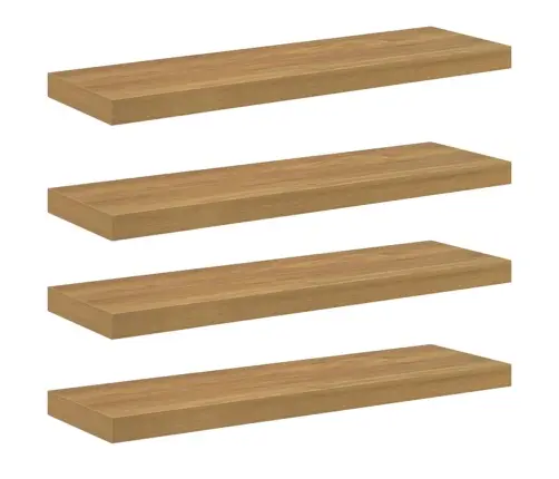 Sienas Plaukts 4 Pcs Brūna 80 X 23,5 X 4 Cm Inženierijas Koks Vidaxl