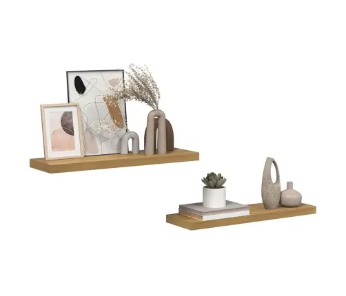 Sienas Plaukts 2 Pcs Brūna 90 X 23,5 X 4 Cm Inženierijas Koks Vidaxl