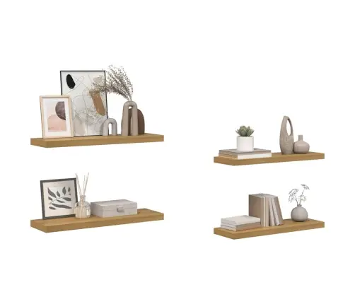 Sienas Plaukts 4 Pcs Brūna 90 X 23,5 X 4 Cm Inženierijas Koks Vidaxl