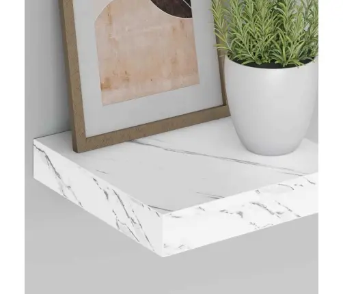 Sienas Plaukts Balts Marmors 23 X 23,5 X 4 Cm Inženierijas Koks Vidaxl