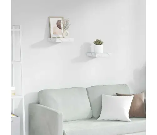 Sienas Plaukts 2 Pcs Balts Marmors 23 X 23,5 X 4 Cm Vidaxl