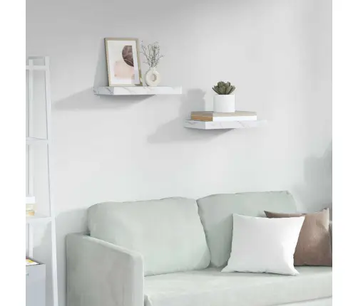 Sienas Plaukts 2 Pcs Balts Marmors 40 X 23,5 X 4 Cm Vidaxl