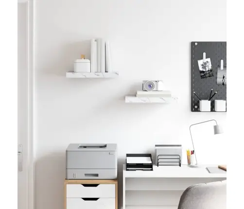 Sienas Plaukts 2 Pcs Balts Marmors 40 X 23,5 X 4 Cm Vidaxl