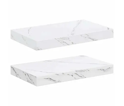 Sienas Plaukts 2 Pcs Balts Marmors 40 X 23,5 X 4 Cm Vidaxl