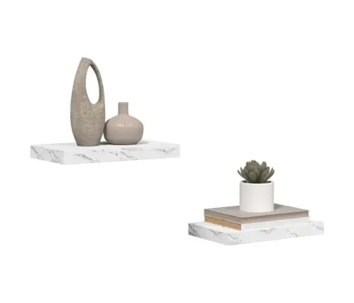 Sienas Plaukts 2 Pcs Balts Marmors 40 X 23,5 X 4 Cm Vidaxl