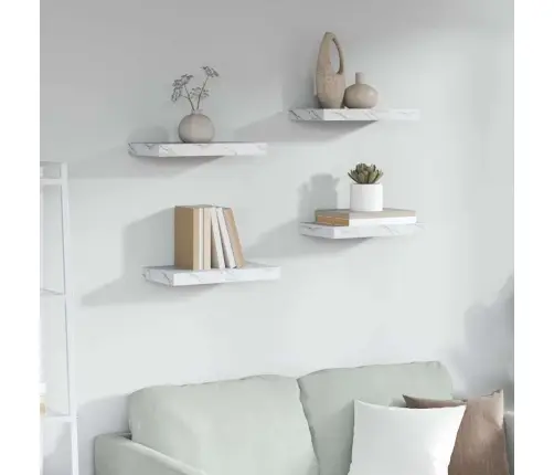 Sienas Plaukts 4 Pcs Balts Marmors 40 X 23,5 X 4 Cm Vidaxl