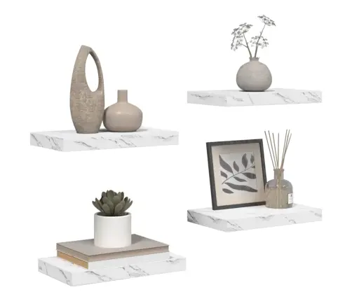 Sienas Plaukts 4 Pcs Balts Marmors 40 X 23,5 X 4 Cm Vidaxl