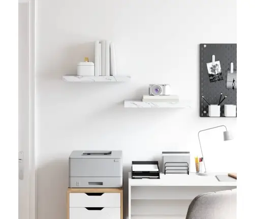 Sienas Plaukts 2 Pcs Balts Marmors 50 X 23,5 X 4 Cm Vidaxl