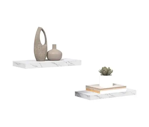 Sienas Plaukts 2 Pcs Balts Marmors 50 X 23,5 X 4 Cm Vidaxl