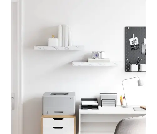 Sienas Plaukts 2 Pcs Balts Marmors 60 X 23,5 X 4 Cm Vidaxl