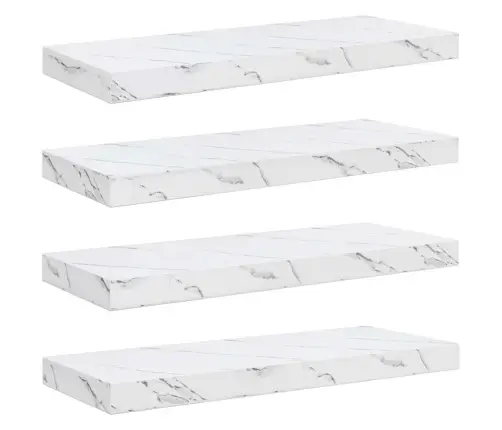 Sienas Plaukts 4 Pcs Balts Marmors 50 X 23 X 4 Cm Vidaxl