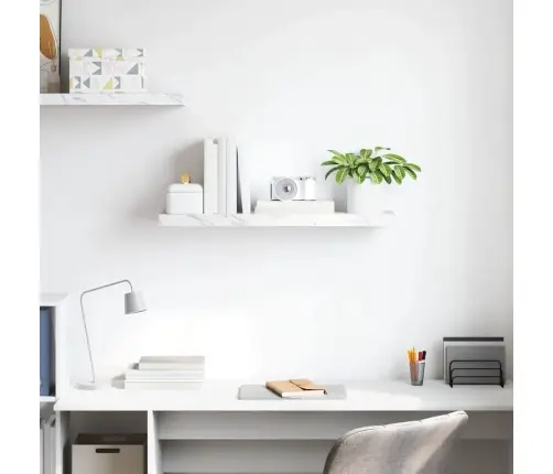 Sienas Plaukts Balts Marmors 80 X 23,5 X 4 Cm Inženierijas Koks Vidaxl