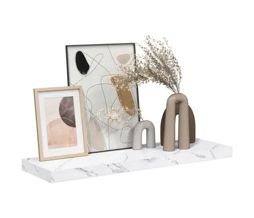 Sienas Plaukts Balts Marmors 80 X 23,5 X 4 Cm Inženierijas Koks Vidaxl