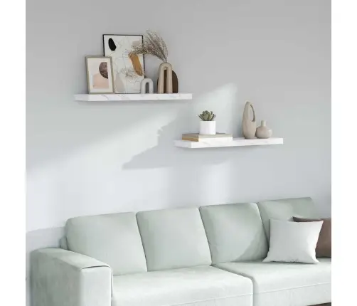 Sienas Plaukts 2 Pcs Balts Marmors 90 X 23,5 X 4 Cm Vidaxl