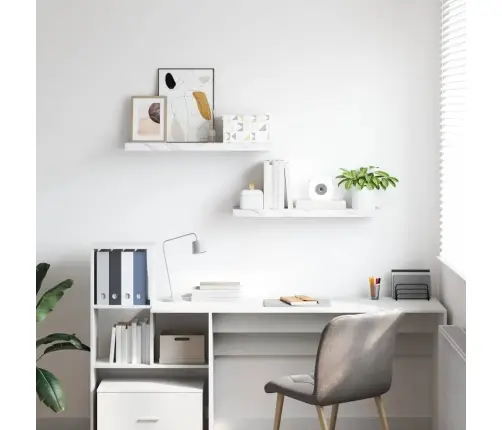 Sienas Plaukts 2 Pcs Balts Marmors 90 X 23,5 X 4 Cm Vidaxl