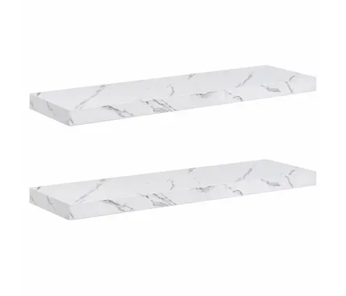 Sienas Plaukts 2 Pcs Balts Marmors 90 X 23,5 X 4 Cm Vidaxl