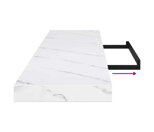 Sienas Plaukts Ar Uzglabāšanu Balts Marmors 120 X 23,5 X 4 Cm Vidaxl