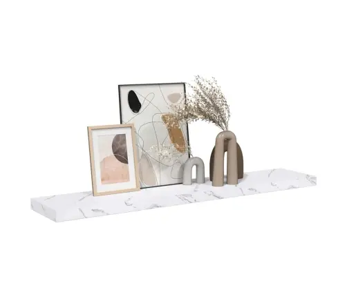 Sienas Plaukts Ar Uzglabāšanu Balts Marmors 120 X 23,5 X 4 Cm Vidaxl