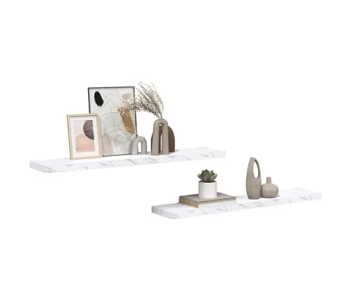 Sieninė Lentyna 2 Pcs Balti Marmuro 120 X 23,5 X 4 Cm