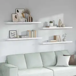 Sienas Plaukts 4 Pcs Balts Marmors 120 X 23,5 X 4 Cm Vidaxl