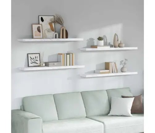 Sienas Plaukts 4 Pcs Balts Marmors 120 X 23,5 X 4 Cm Vidaxl