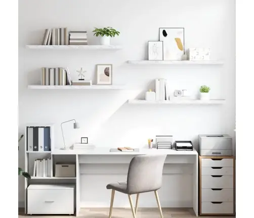 Sienas Plaukts 4 Pcs Balts Marmors 120 X 23,5 X 4 Cm Vidaxl