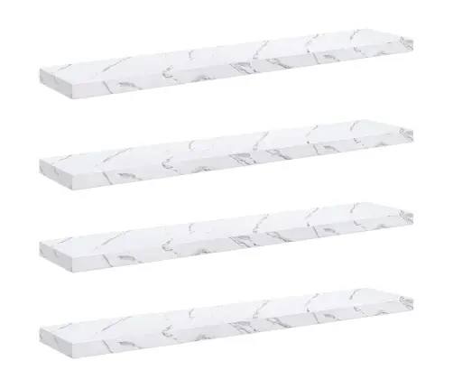 Sienas Plaukts 4 Pcs Balts Marmors 120 X 23,5 X 4 Cm Vidaxl