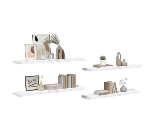 Sienas Plaukts 4 Pcs Balts Marmors 120 X 23,5 X 4 Cm Vidaxl