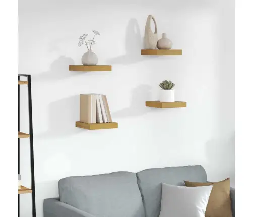 Sienas Plaukts 4 Pcs Bēša 23 X 23,5 X 4 Cm Inženierijas Koks Vidaxl