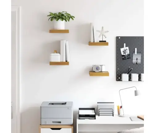 Sienas Plaukts 4 Pcs Bēša 23 X 23,5 X 4 Cm Inženierijas Koks Vidaxl