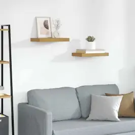 Sienas Plaukts 2 Pcs Bēša 40 X 23,5 X 4 Cm Inženierijas Koks Vidaxl