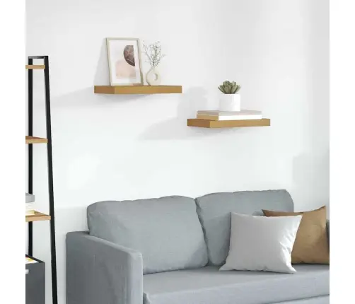 Sienas Plaukts 2 Pcs Bēša 40 X 23,5 X 4 Cm Inženierijas Koks Vidaxl