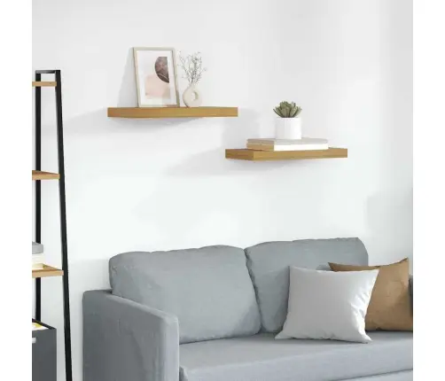 Sienas Plaukts 2 Pcs Bēša 50 X 23 X 4 Cm Inženierijas Koks Vidaxl