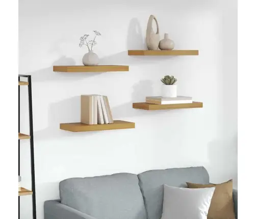 Sienas Plaukts 4 Pcs Bēša 50 X 23,5 X 4 Cm Inženierijas Koks Vidaxl