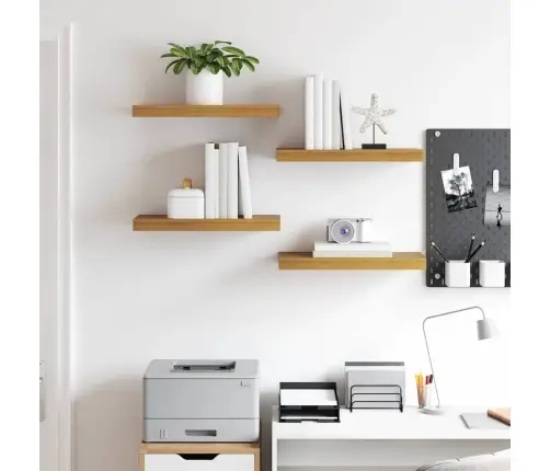 Sienas Plaukts 4 Pcs Bēša 50 X 23,5 X 4 Cm Inženierijas Koks Vidaxl