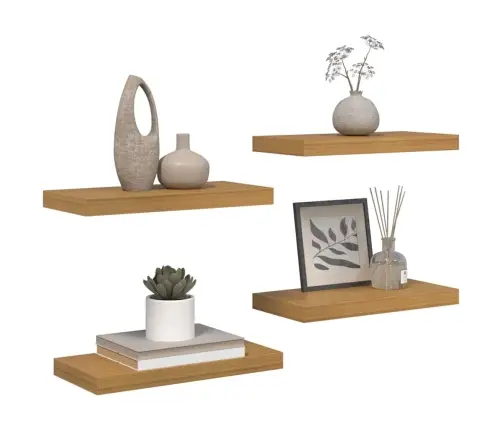 Sienas Plaukts 4 Pcs Bēša 50 X 23,5 X 4 Cm Inženierijas Koks Vidaxl