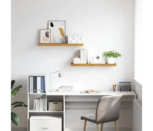 Sienas Plaukts 2 Pcs Bēša 80 X 23,5 X 4 Cm Inženierijas Koks Vidaxl