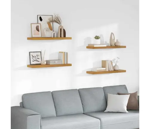 Sienas Plaukts 4 Pcs Bēša 90 X 23,5 X 4 Cm Inženierijas Koks Vidaxl