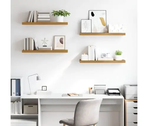 Sienas Plaukts 4 Pcs Bēša 90 X 23,5 X 4 Cm Inženierijas Koks Vidaxl