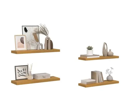 Sienas Plaukts 4 Pcs Bēša 90 X 23,5 X 4 Cm Inženierijas Koks Vidaxl