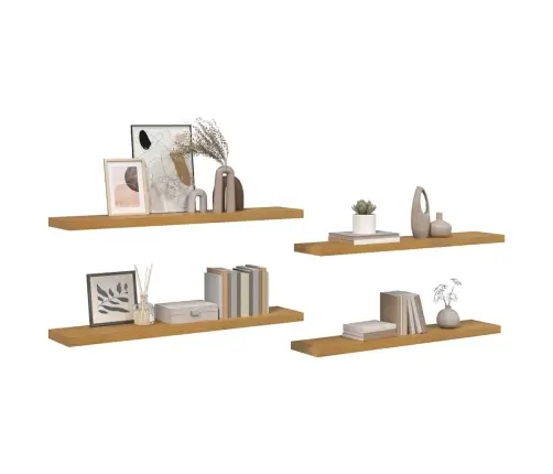Sienas Plaukts 4 Pcs Bēša 120 X 23,5 X 4 Cm Inženierijas Koks Vidaxl