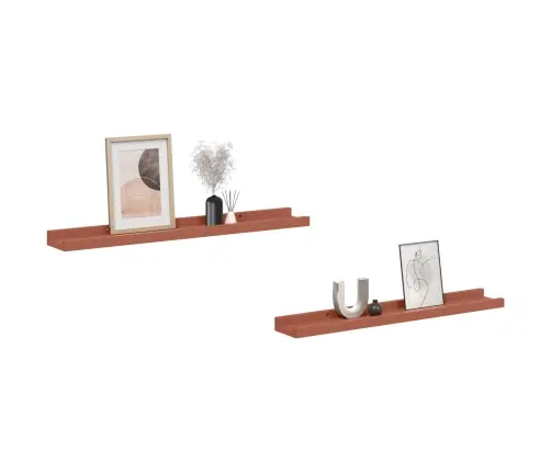 Sienas Plaukts 2 Pcs Sarkana 60 X 9 X 3 Cm Inženierijas Koks Vidaxl