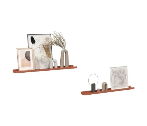 Sienas Plaukts 2 Pcs Sarkana 80 X 9 X 3 Cm Inženierijas Koks Vidaxl