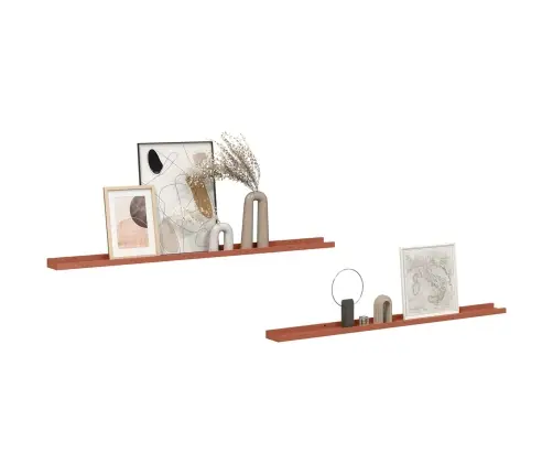 Sienas Plaukts 2 Pcs Sarkana 115 X 9 X 3 Cm Inženierijas Koks Vidaxl