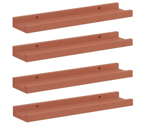 Sieninė Lentyna 4 Pcs Raudona 40 X 9 X 3 Cm Apdirbta Mediena